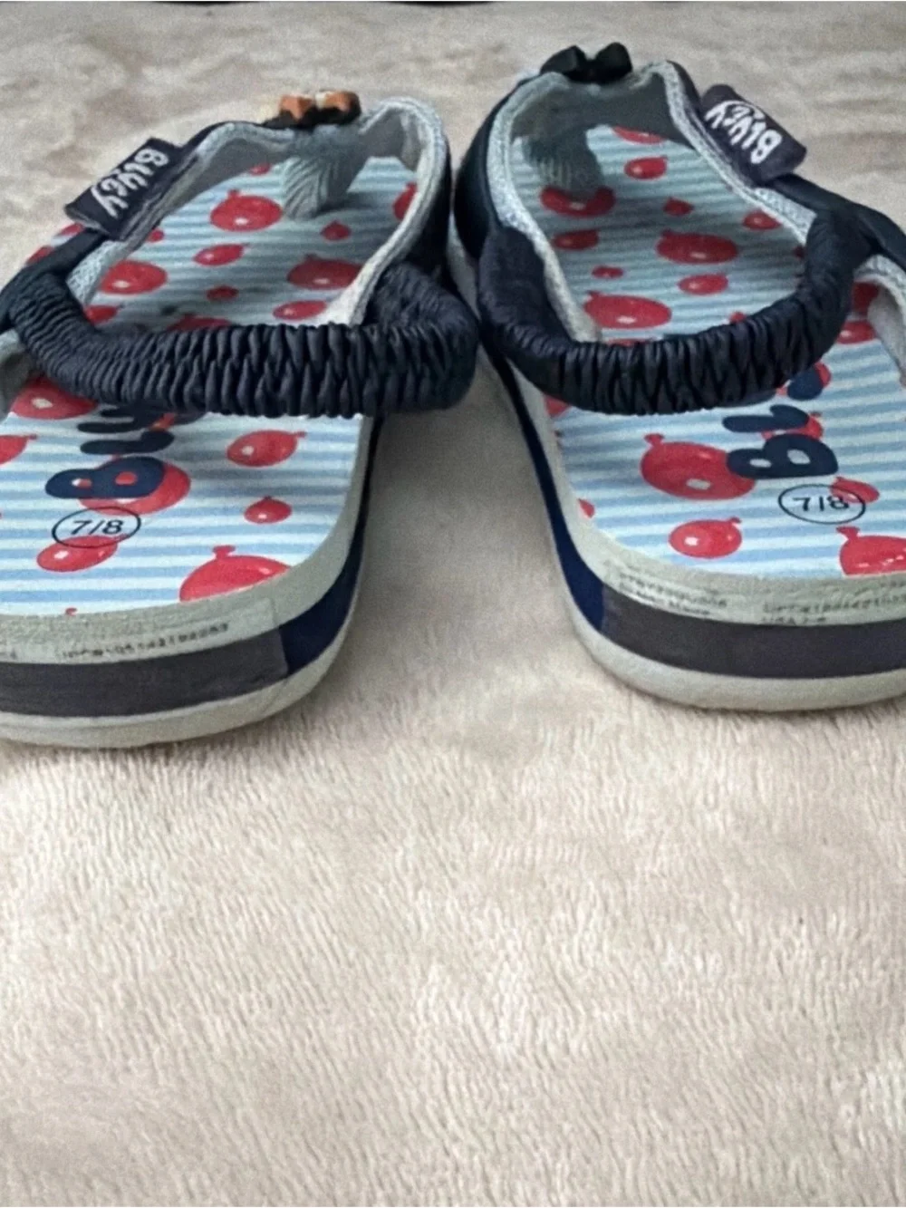 Bluey Navy & Light Blue Kids Balloon Print Flip Flop Sandals, Size 7/8C